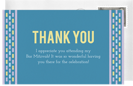 'Colorful Dashes' Bar Mitzvah Thank You Note