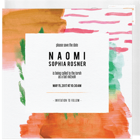 'Modern Abstract' Bat Mitzvah Save the Date