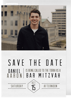 'Simple Grid' Bar Mitzvah Save the Date