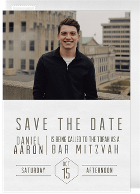 'Simple Grid' Bar Mitzvah Save the Date