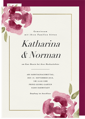 'Elegant Roses' Wedding Invitation