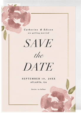'Elegant Roses' Wedding Save the Date