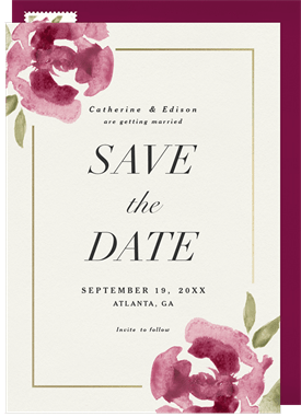 'Elegant Roses' Wedding Save the Date