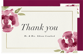'Elegant Roses' Wedding Thank You Note