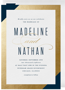 'Gold Foil Frame' Wedding Invitation