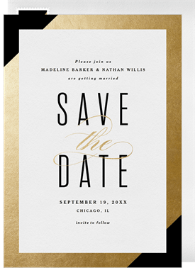 'Gold Foil Frame' Wedding Save the Date