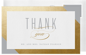 'Gold Foil Frame' Wedding Thank You Note