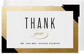 'Gold Foil Frame' Wedding Thank You Note