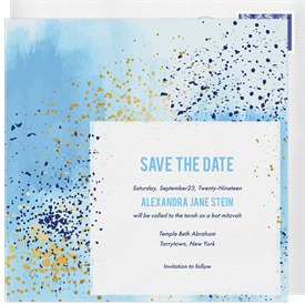 'Modern Splatter' Bat Mitzvah Save the Date