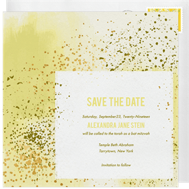 'Modern Splatter' Bat Mitzvah Save the Date