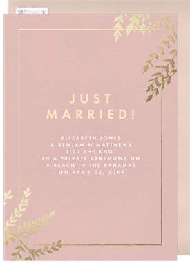'Gold Foil Foliage' Wedding Announcement