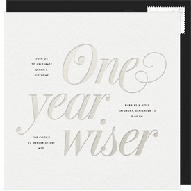 'One Year Wiser' Adult Birthday Invitation