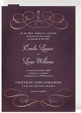 'Rose Gold Flourish' Wedding Invitation