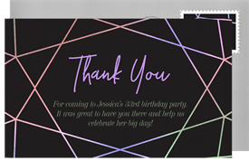 'Iridescent Lines' Adult Birthday Thank You Note