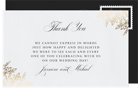 'Gilded Olives' Wedding Thank You Note