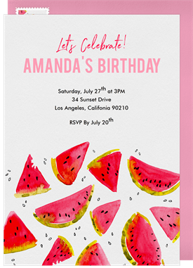 'Watermelon Whimsy' Kids Birthday Invitation
