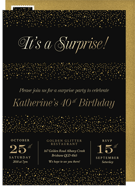 'Shimmery Surprise' Adult Birthday Invitation