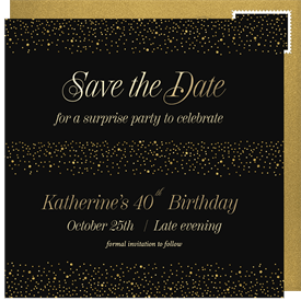 'Shimmery Surprise' Adult Birthday Save the Date
