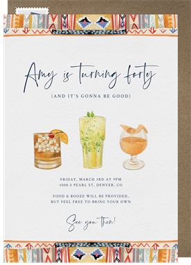 'Celebrate with Cocktails' Adult Birthday Invitation