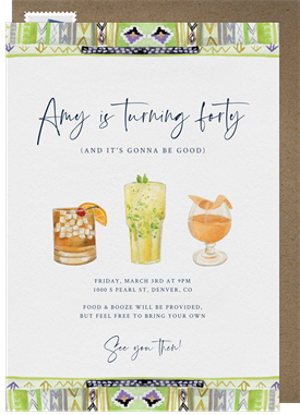'Celebrate with Cocktails' Adult Birthday Invitation