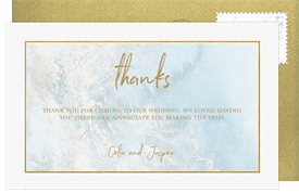 'Marbled Watercolor' Wedding Thank You Note