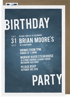 'Rugged Birthday Party' Adult Birthday Invitation