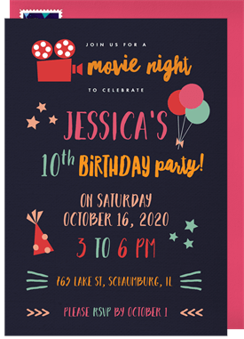 'Movie Night' Kids Birthday Invitation