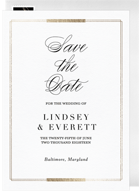 'Simple Foil Frame' Wedding Save the Date