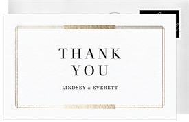 'Simple Foil Frame' Wedding Thank You Note