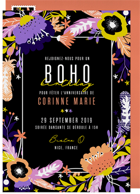 'Boho Birthday' Adult Birthday Invitation