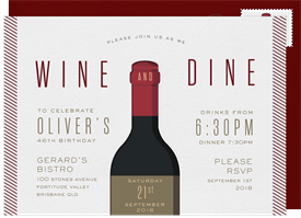 'Wine and Dine' Entertaining Invitation