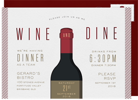 'Wine and Dine' Dinner Invitation