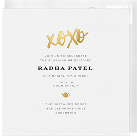 'Metallic XOXO' Bridal Shower Invitation
