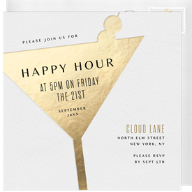 'Minimal Martini' Happy Hour Invitation