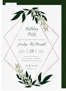 'Delicate Geometric Frame' Sweet 16 Invitation