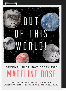 'Out Of This World' Kids Birthday Invitation