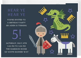 'Knight in Armor' Kids Birthday Invitation