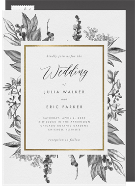 'Etched Vintage Botanicals' Wedding Invitation