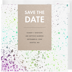 'Modern Paint Splatter' Wedding Save the Date