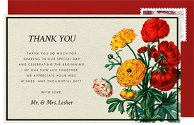 'Cheery Buttercups' Wedding Thank You Note