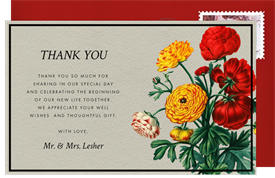 'Cheery Buttercups' Wedding Thank You Note