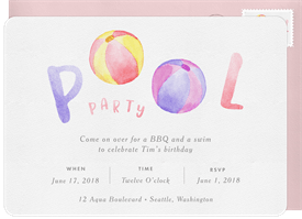 'Beach Ball Party' Kids Birthday Invitation