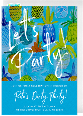 'Peppy Pineapple Party' Adult Birthday Invitation