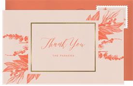 'Etched Vintage Botanicals' Wedding Thank You Note