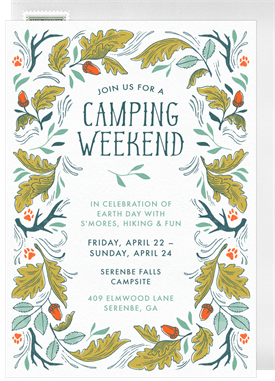 'Camping Weekend' Earth Day Invitation