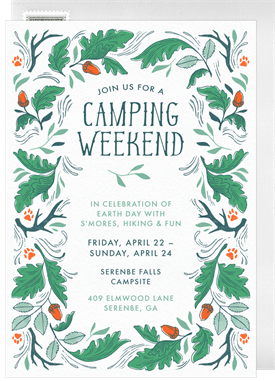 'Camping Weekend' Earth Day Invitation