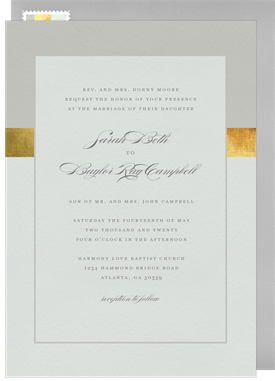 'Simple Gold Accent' Wedding Invitation