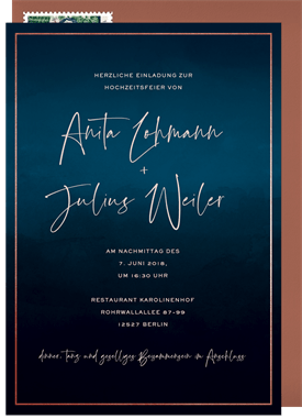 'Dark Ombre Watercolor' Wedding Invitation