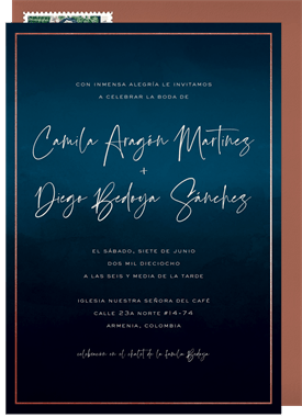 'Dark Ombre Watercolor' Wedding Invitation