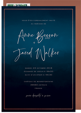 'Dark Ombre Watercolor' Wedding Invitation